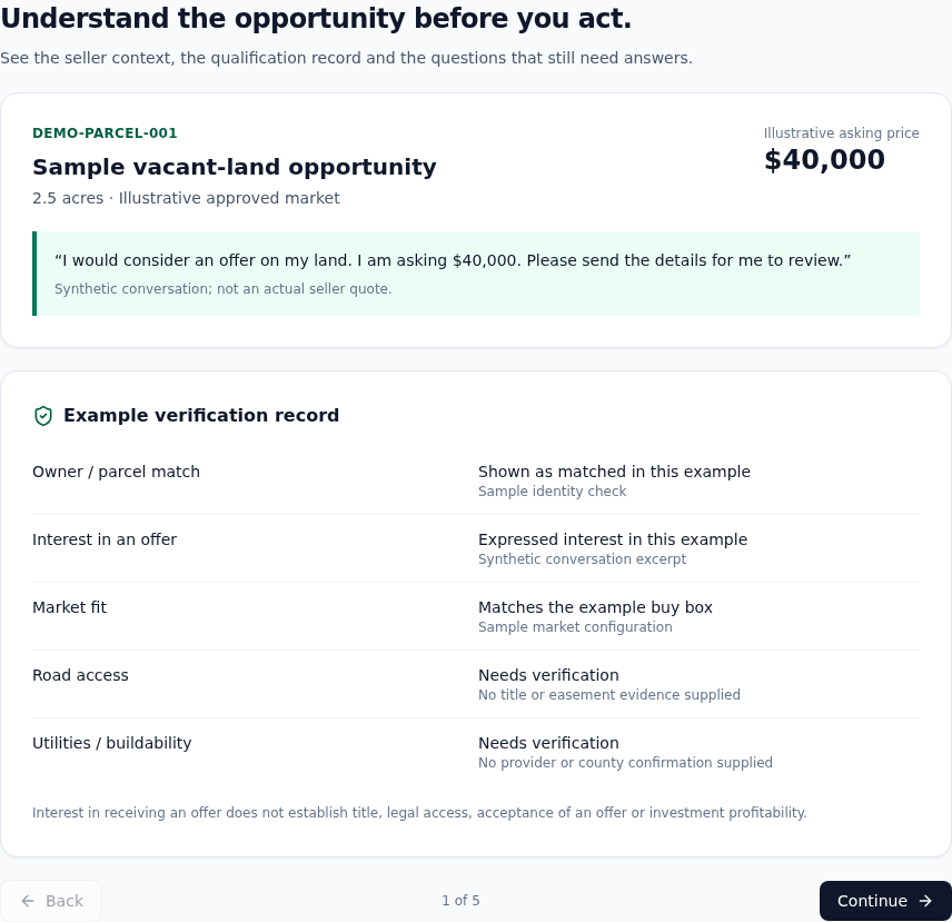 See a Lead in the LandConnect sample workflow